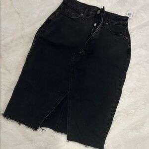 Black Denim Midi Skirt